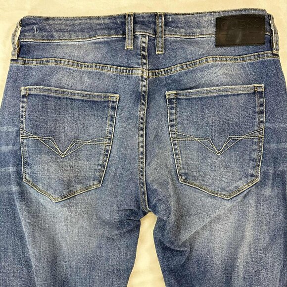 GUESS Slim Tapered Distressed Jeans – Dark Wash Denim size 32 waist‎ - Picture 7 of 13